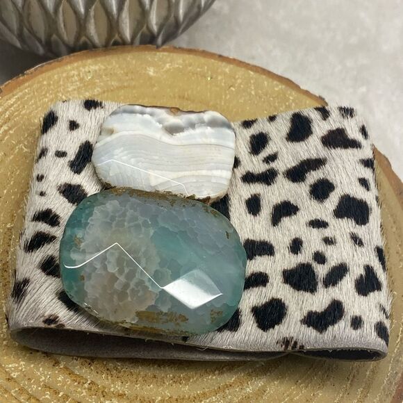 Gorgeous Animal Print Cuff Bracelet with Agates Texas Artisan Made - Picture 14 of 14